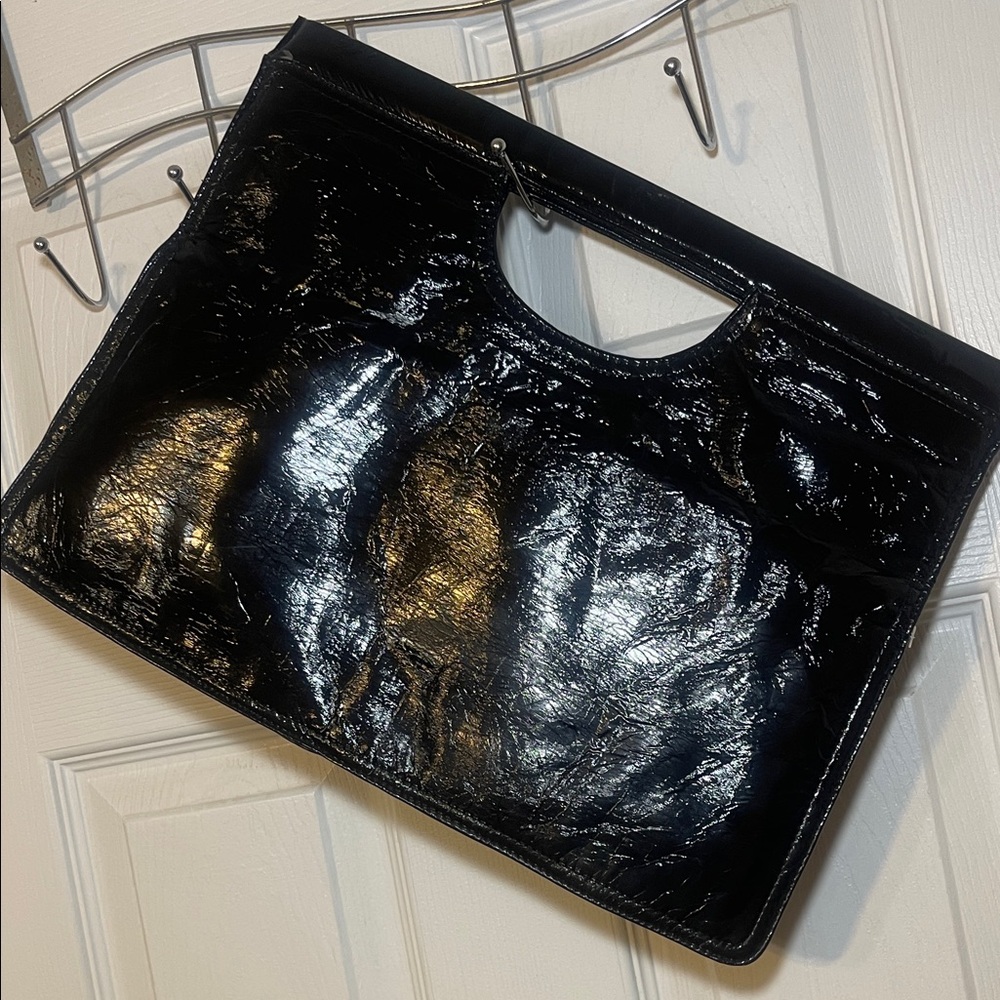 Black Patent Leather Tote Bag